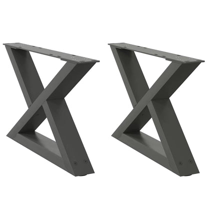 Gambe per tavolino 2 pz Antracite 50x(30-31,3) cm Acciaio
