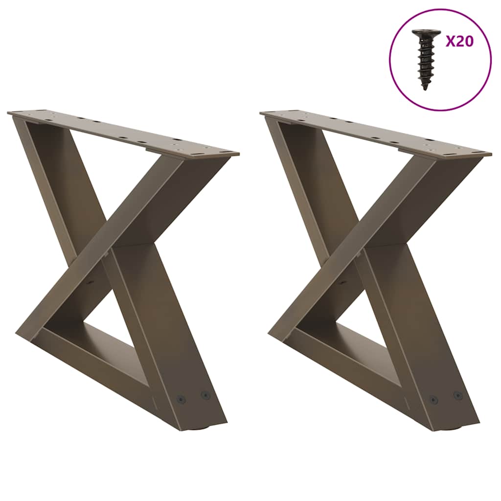 Gambe per Tavolino da CaffÃƒÂ¨ 2 pz in Acciaio Naturale 50x(30-31,3) cm Acciaio