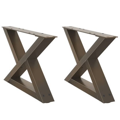 Gambe per Tavolino da CaffÃƒÂ¨ 2 pz in Acciaio Naturale 50x(30-31,3) cm Acciaio