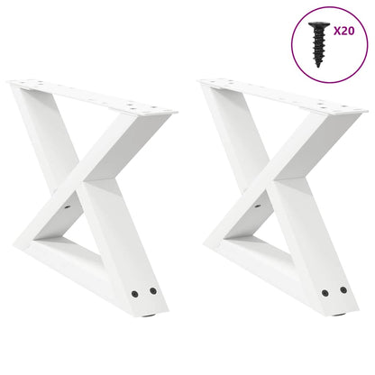 Gambe per tavolino 2 pz Bianche 60x(30-31,3) cm Acciaio