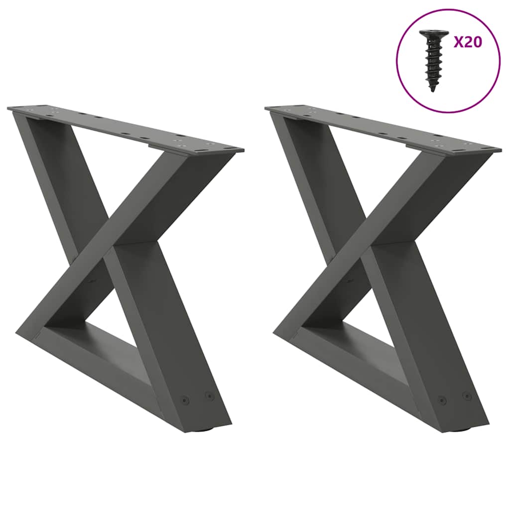 Gambe per tavolino 2 pz Antracite 60x(30-31,3) cm Acciaio