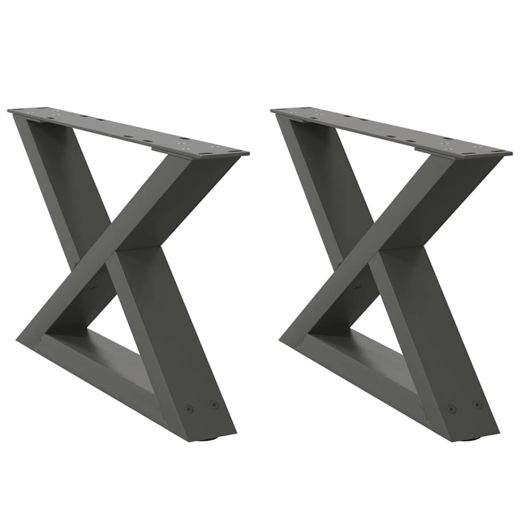 Gambe per tavolino 2 pz Antracite 60x(30-31,3) cm Acciaio