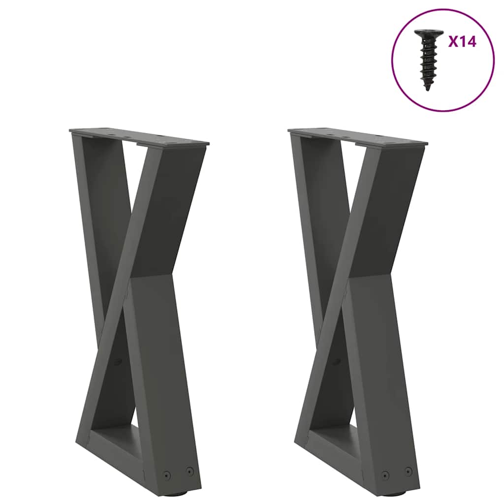 Gambe per tavolino 2 pz Antracite 38x(42-43,3) cm Acciaio