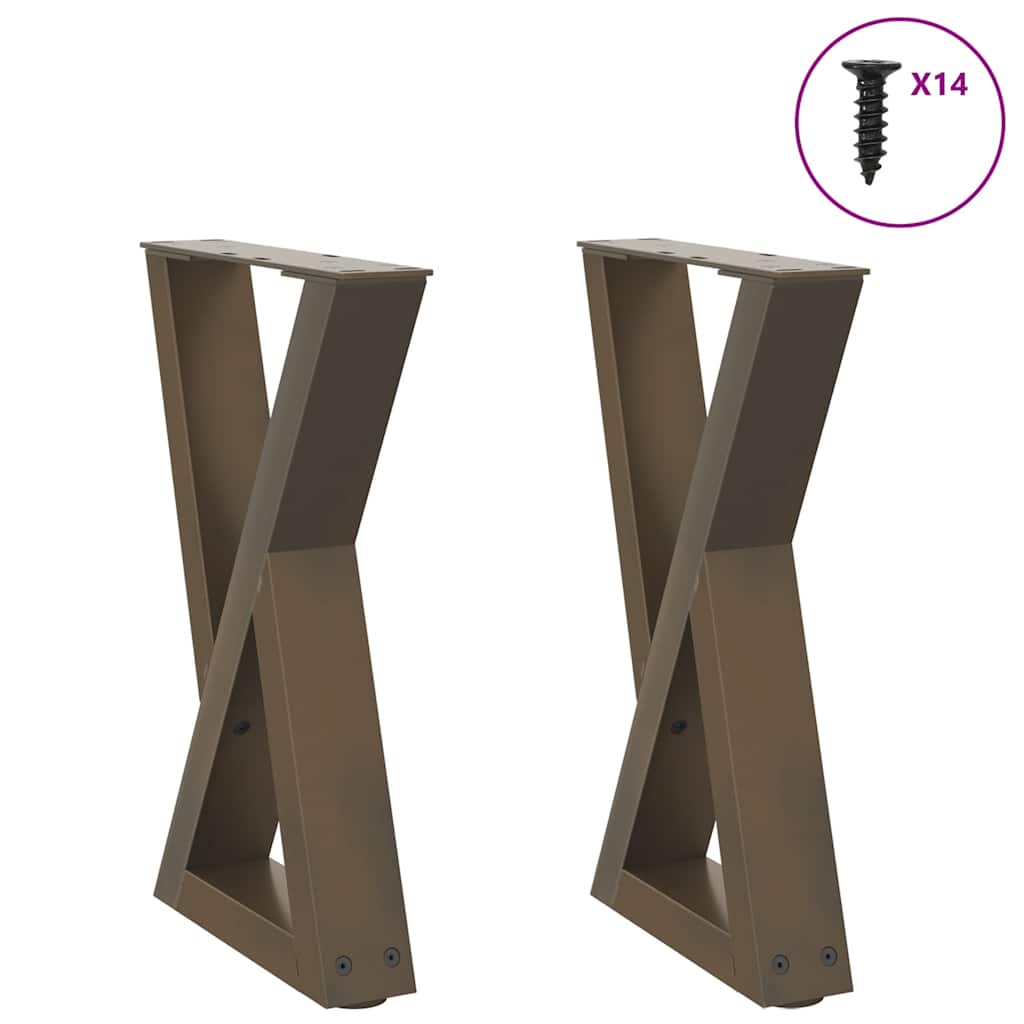 Gambe per Tavolino da CaffÃ¨ 2 pz in Acciaio Naturale 38x(42-43,3) cm Acciaio