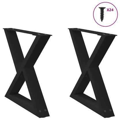 Gambe per Tavolino 2 pz Nero 50x(42-43,3) cm in Acciaio
