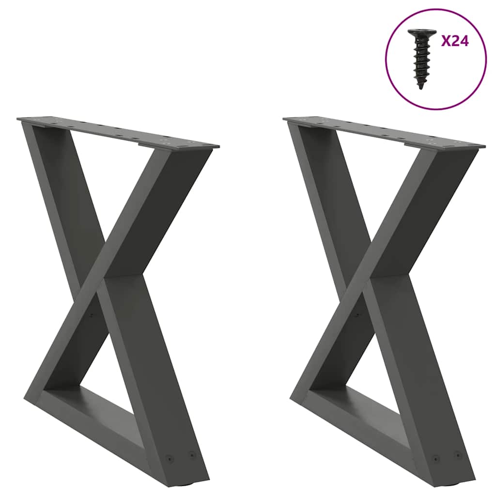 Gambe per tavolino 2 pz Antracite 60x(42-43,3) cm Acciaio
