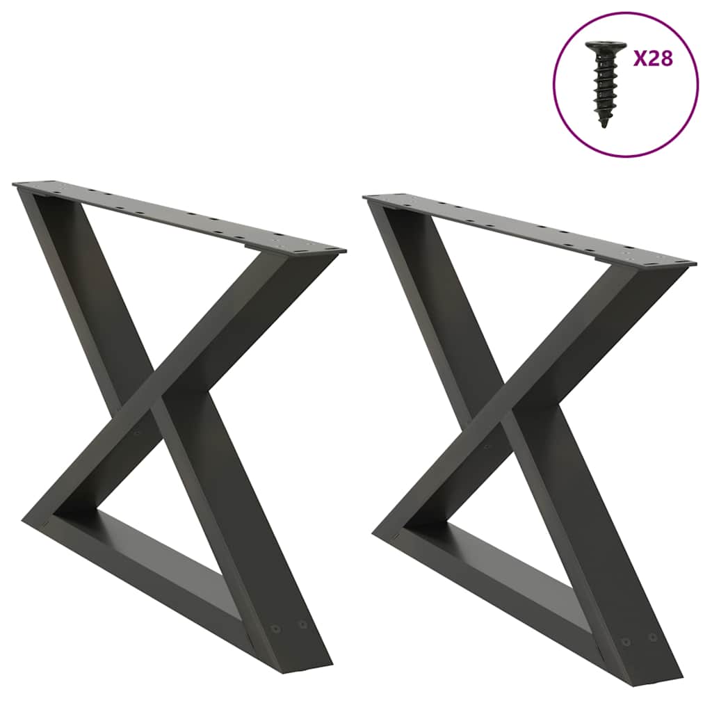 Gambe per tavolino 2 pz Antracite 70x(42-43,3) cm Acciaio