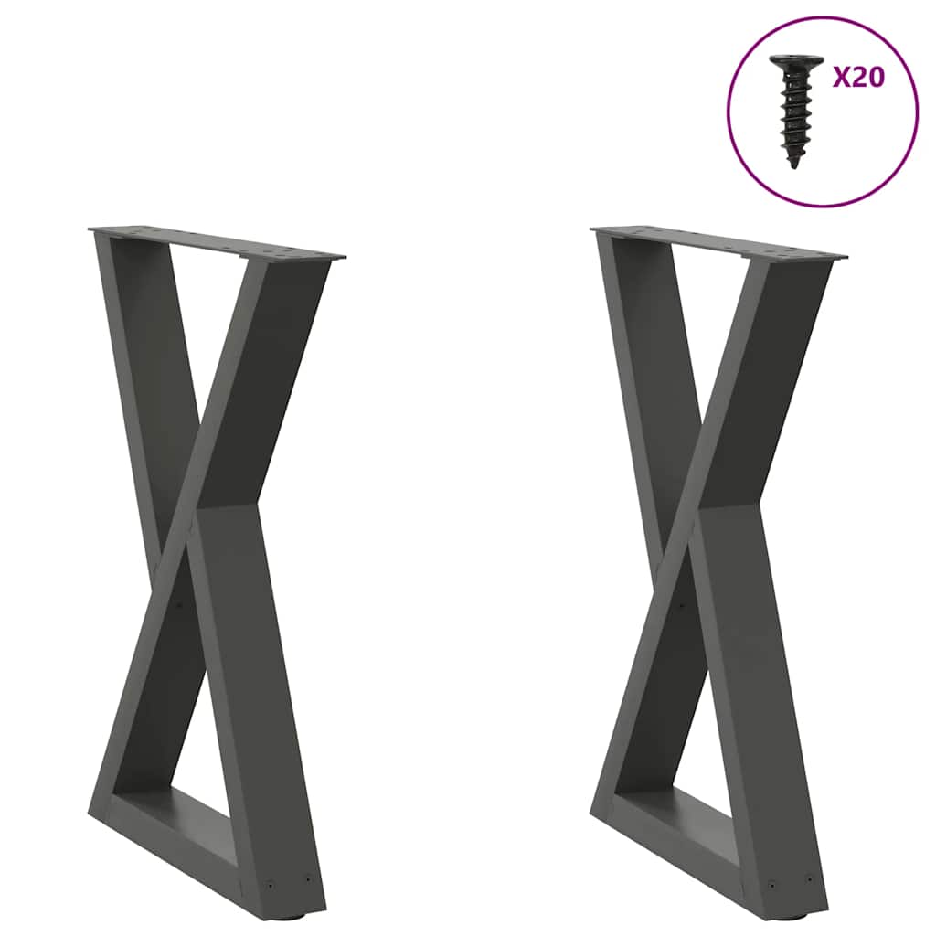 Gambe per tavolo da pranzo 2 pz Antracite 50x(72-73,3) cm Acciaio