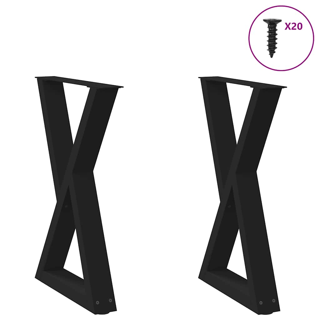 Gambe per tavolo da pranzo 2 pz nere 60x(72-73,3) cm in acciaio