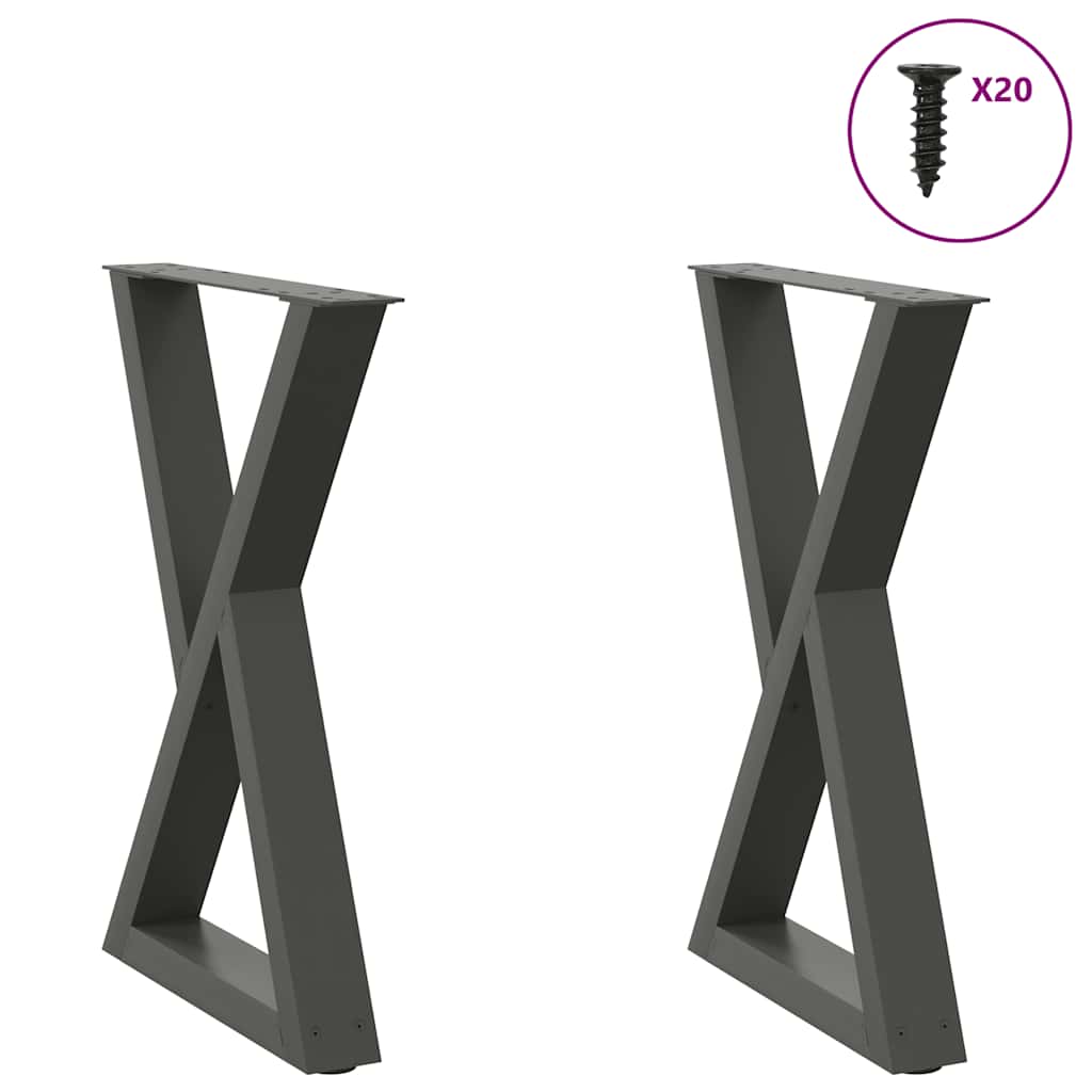 Gambe per tavolo da pranzo 2 pz Antracite 60x(72-73,3) cm Acciaio