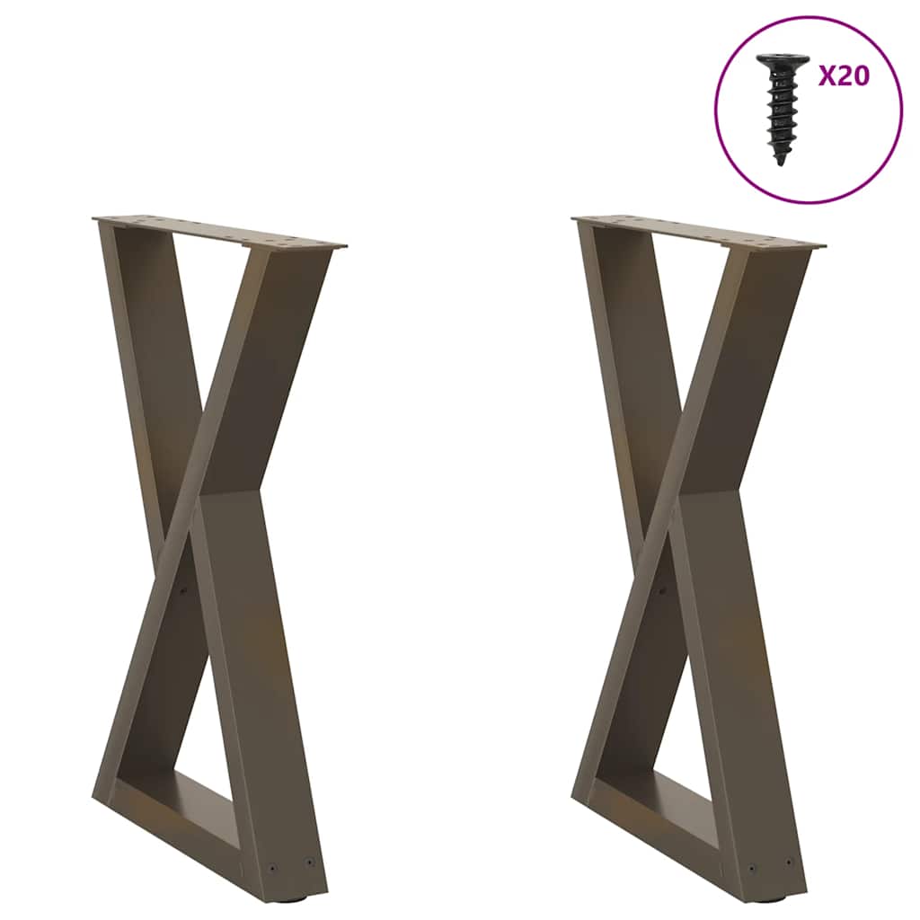 Gambe per tavolo da pranzo 2 pz in acciaio naturale 60x(72-73,3) cm