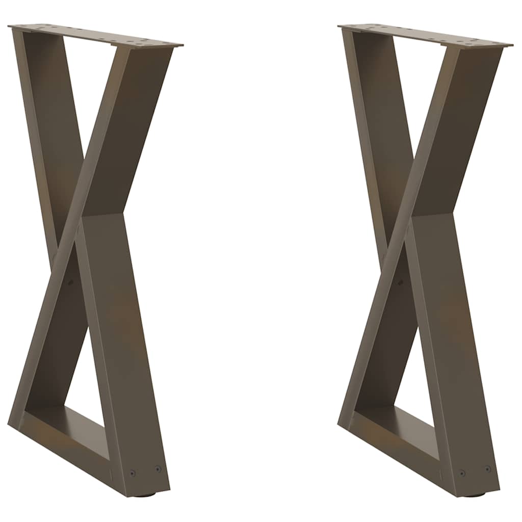 Gambe per tavolo da pranzo 2 pz in acciaio naturale 60x(72-73,3) cm