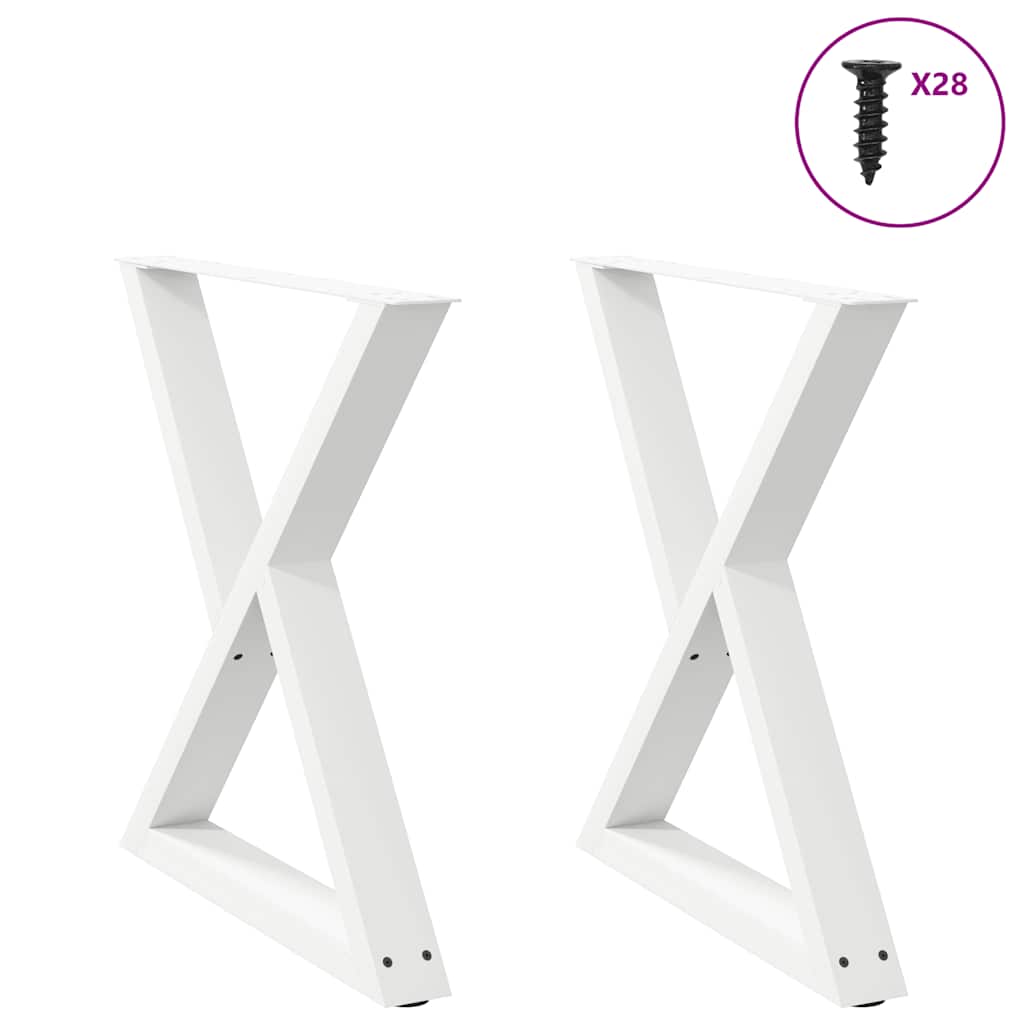 Gambe per tavolo da pranzo 2 pz bianche 70x(72-73,3) cm in acciaio