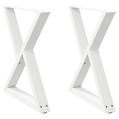 Gambe per tavolo da pranzo 2 pz bianche 70x(72-73,3) cm in acciaio