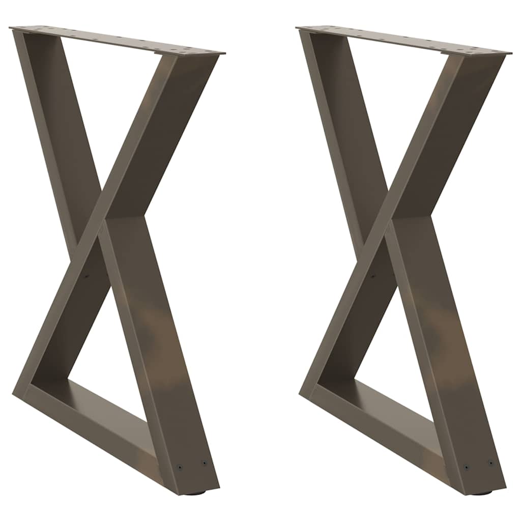 Gambe per tavolo da pranzo 2 pz in acciaio naturale 70x(72-73,3) cm