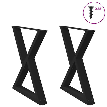 Gambe per tavolo da pranzo 2 pz nere 80x(72-73,3) cm in acciaio