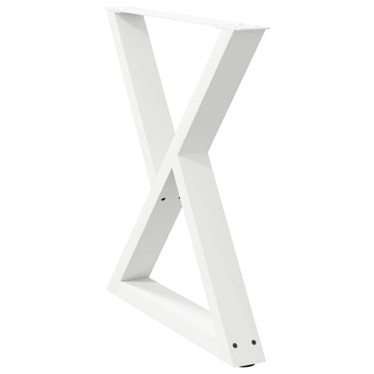 Gambe per tavolo da pranzo 2 pz bianche 80x(72-73,3) cm in acciaio