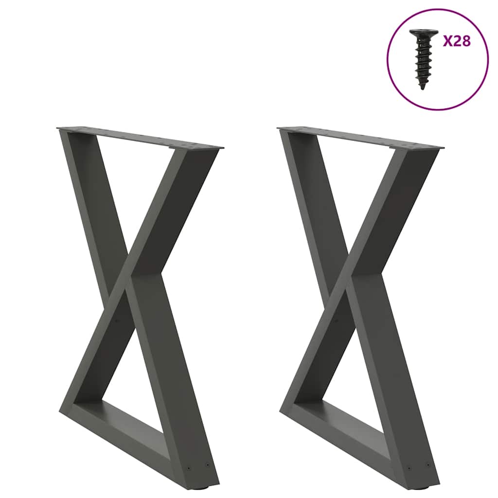 Gambe per Tavolo da Pranzo 2pz Antracite 80x(72-73,3)cm Acciaio
