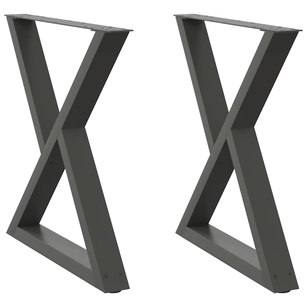 Gambe per Tavolo da Pranzo 2pz Antracite 80x(72-73,3)cm Acciaio