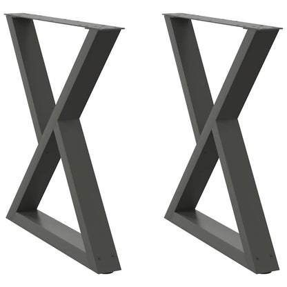 Gambe per Tavolo da Pranzo 2pz Antracite 80x(72-73,3)cm Acciaio