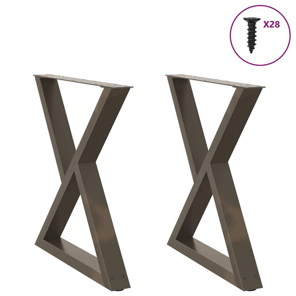Gambe per tavolo da pranzo 2 pz in acciaio naturale 80x(72-73,3) cm