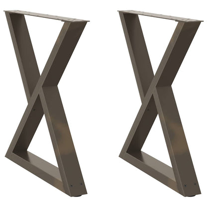 Gambe per tavolo da pranzo 2 pz in acciaio naturale 80x(72-73,3) cm