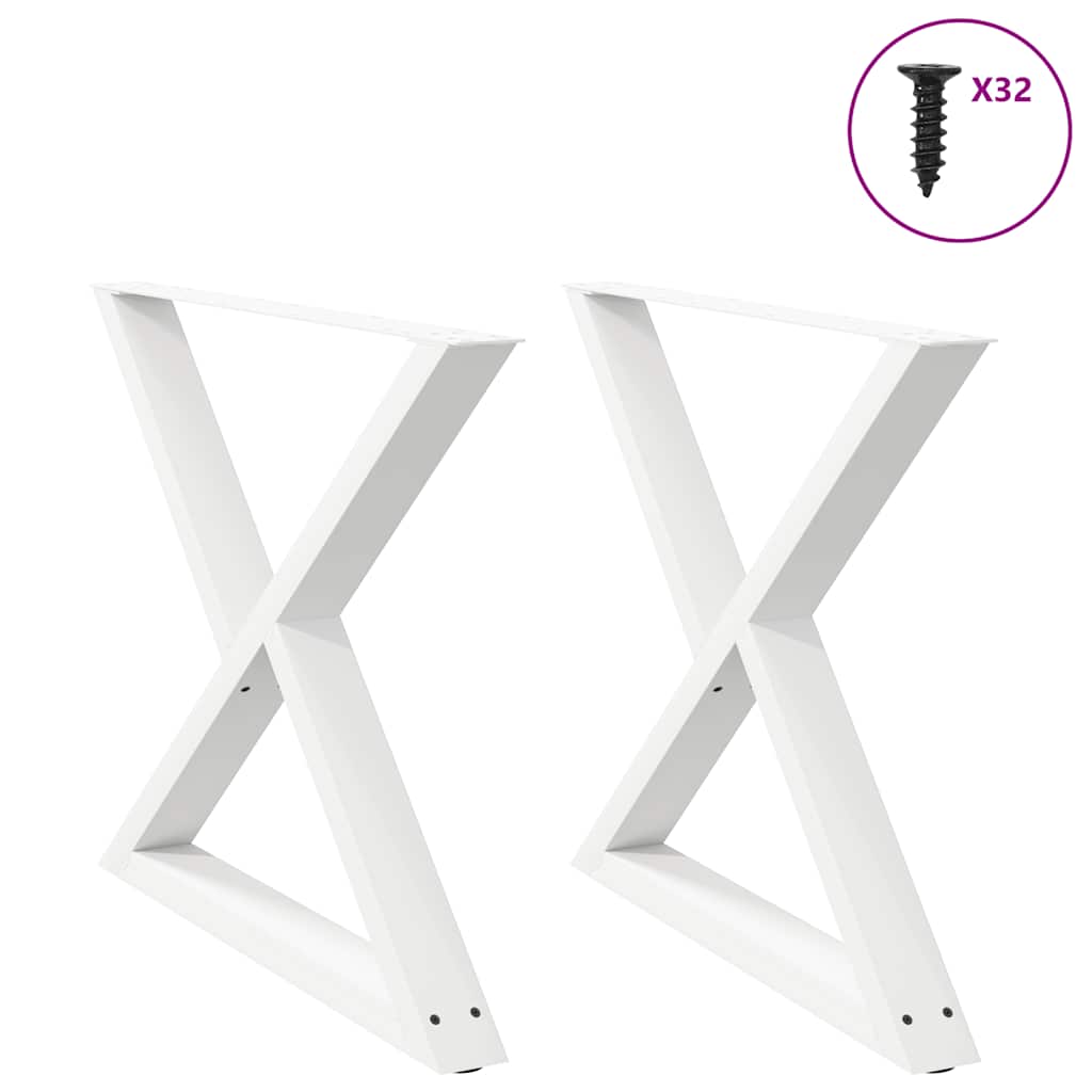 Gambe per tavolo da pranzo 2 pz bianche 90x(72-73,3) cm in acciaio