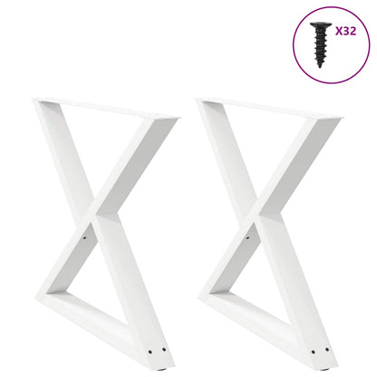 Gambe per tavolo da pranzo 2 pz bianche 90x(72-73,3) cm in acciaio