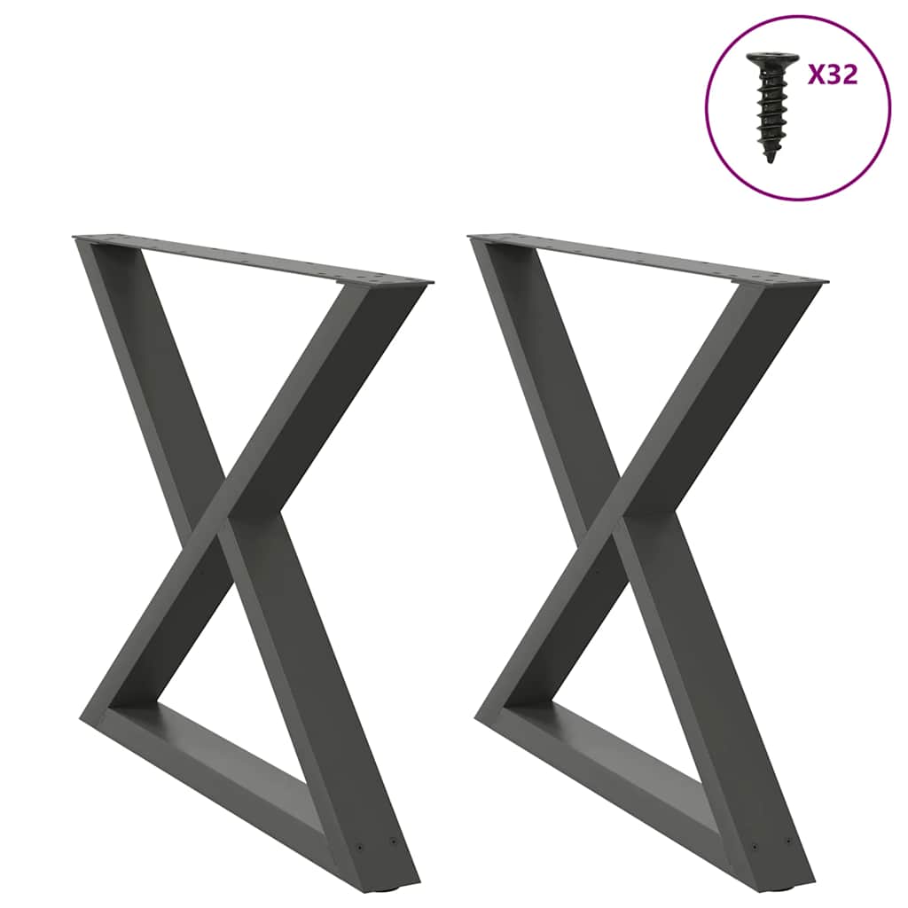 Gambe per tavolo da pranzo 2 pz Antracite 90x(72-73,3) cm Acciaio