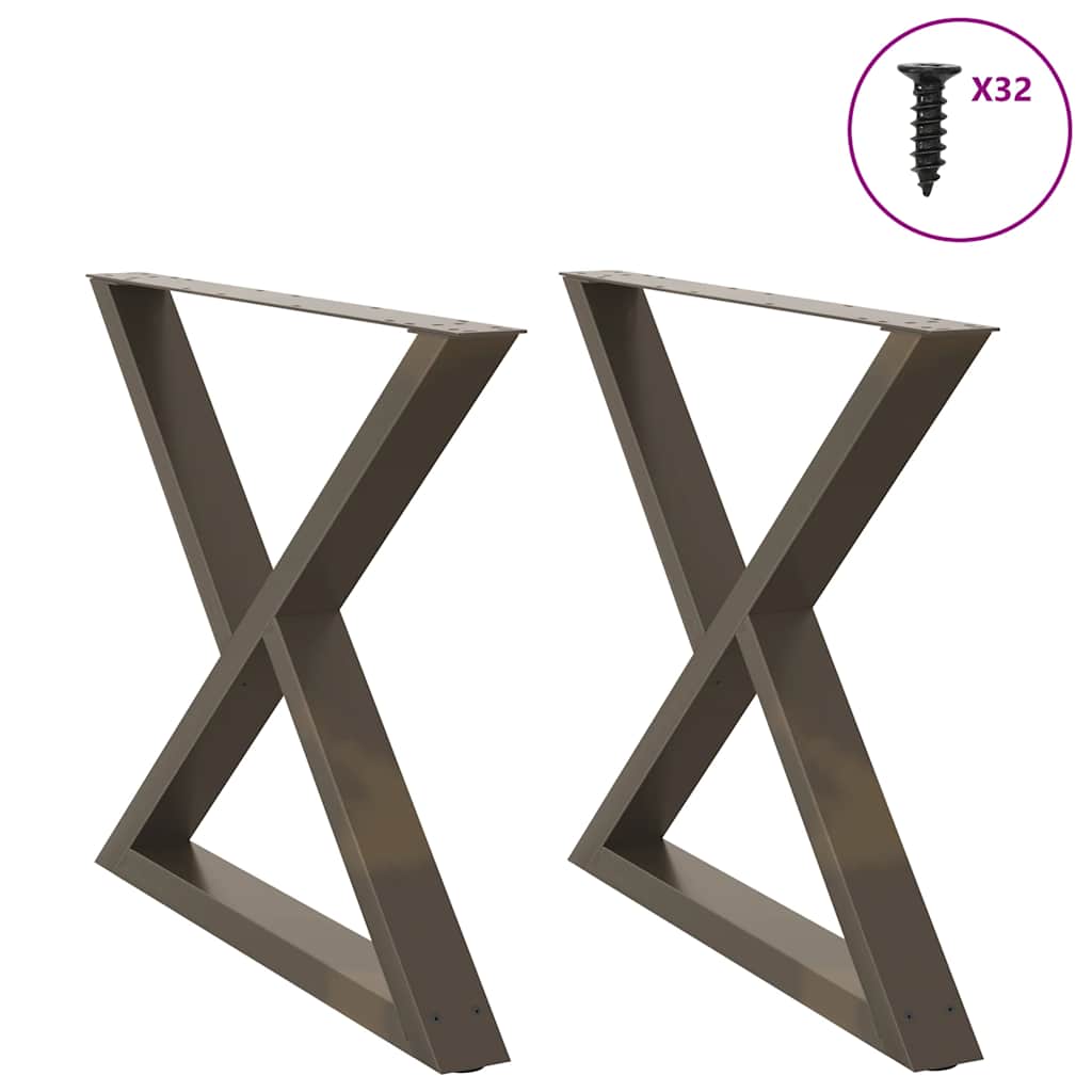 Gambe per tavolo da pranzo 2 pz in acciaio naturale 90x(72-73,3) cm