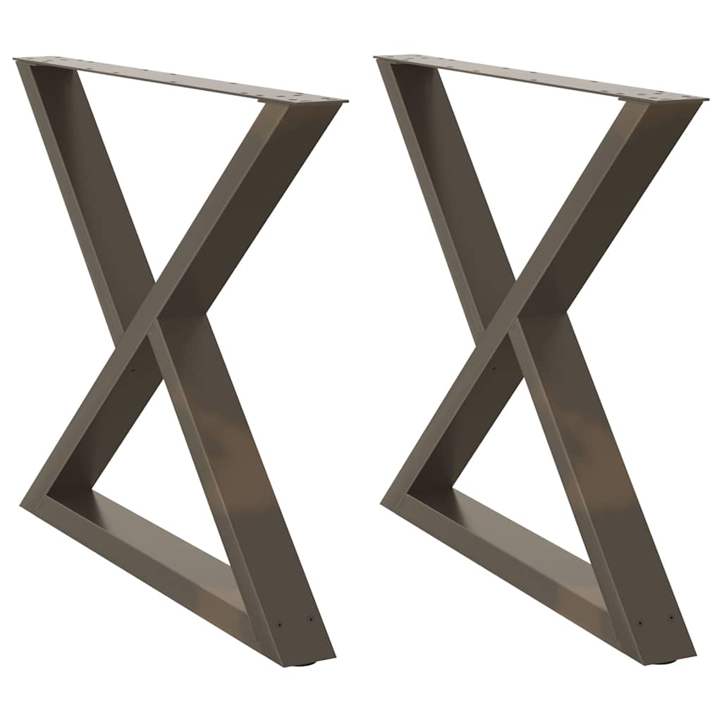 Gambe per tavolo da pranzo 2 pz in acciaio naturale 90x(72-73,3) cm