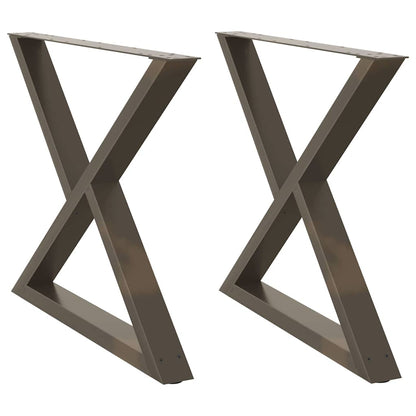 Gambe per tavolo da pranzo 2 pz in acciaio naturale 90x(72-73,3) cm