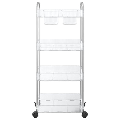 Carrello Portaoggetti a 4 Livelli 37x28x95 cm in Acrilico