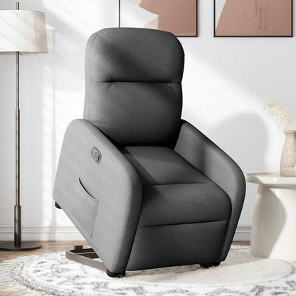 Poltrona Alzapersona Reclinabile Elettrica Grigio Scuro Tessuto