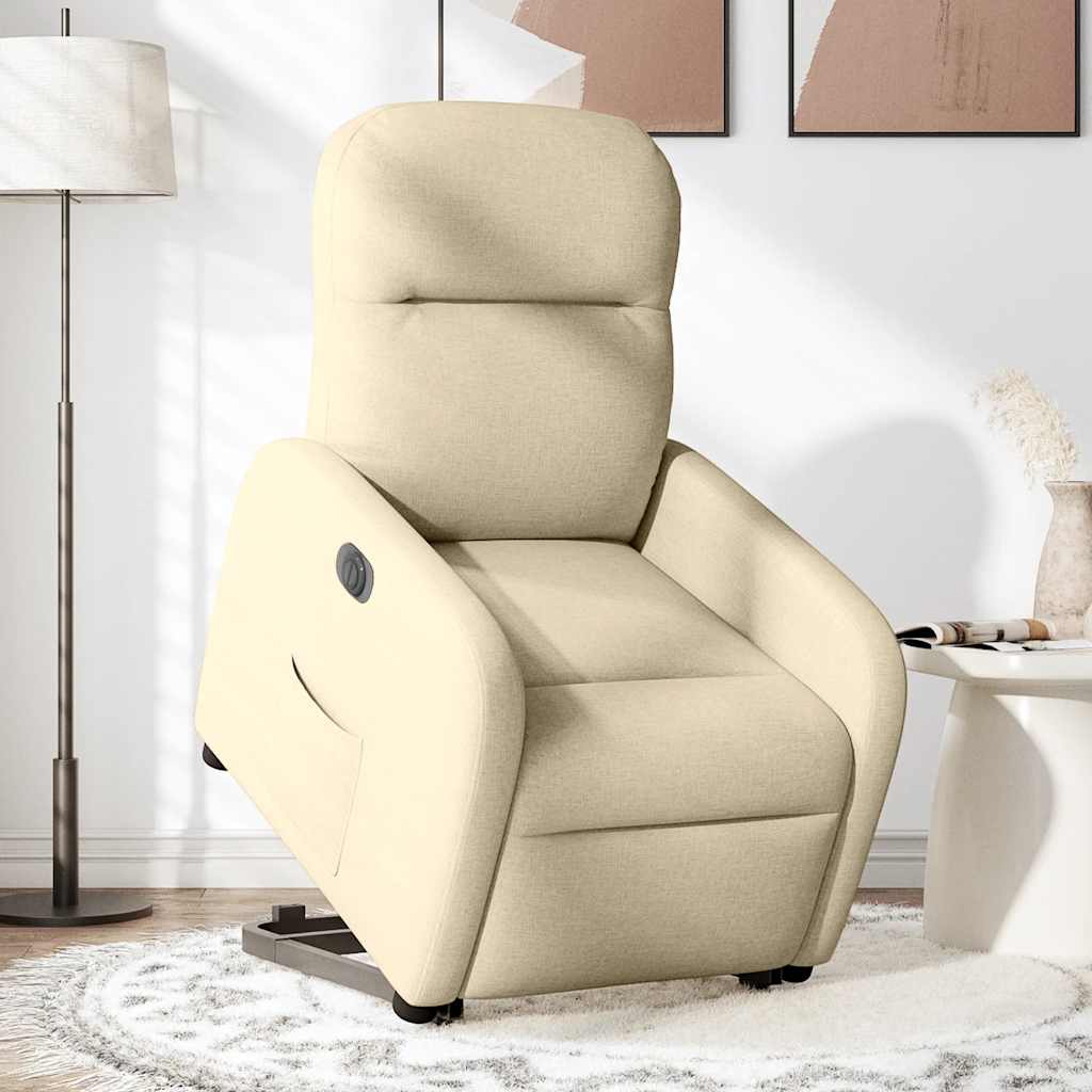 Poltrona Alzapersona Reclinabile Elettrica Crema in Tessuto