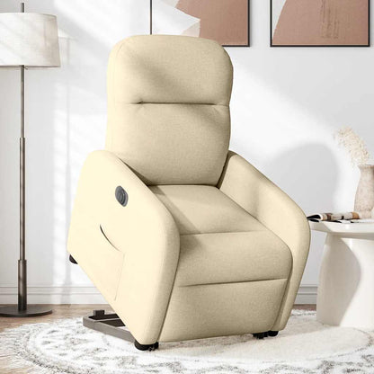 Poltrona Alzapersona Reclinabile Elettrica Crema in Tessuto