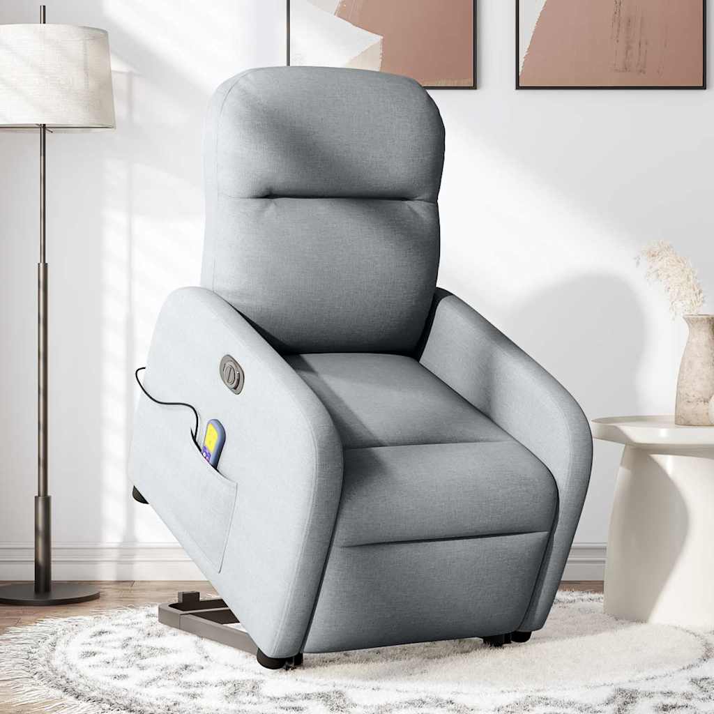 Poltrona Alzapersona Massaggi Elettrica Grigio Chiaro Tessuto