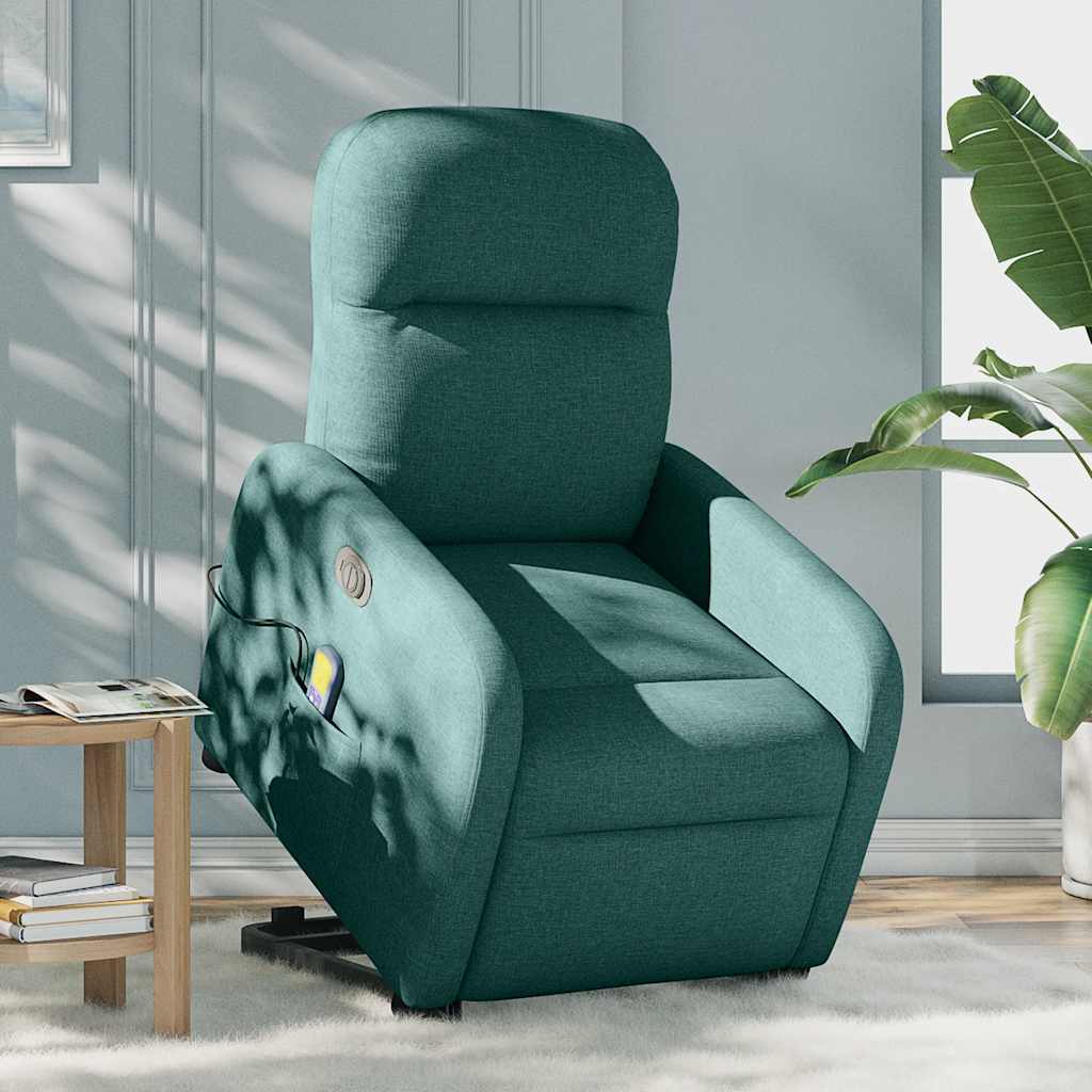 Poltrona Alzapersona Massaggiante Elettrica Verde Scuro Tessuto
