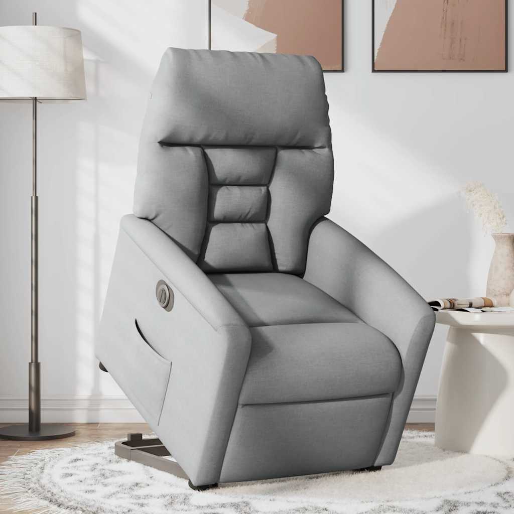 Poltrona Reclinante Alzapersona Elettrica Grigio Chiaro Tessuto