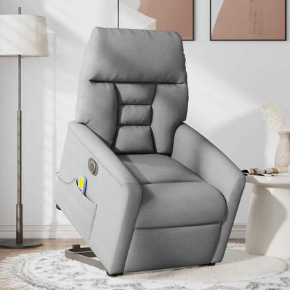 Poltrona Alzapersona Massaggi Elettrica Grigio Chiaro Tessuto