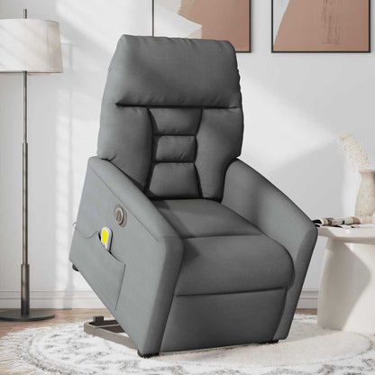 Poltrona Alzapersona Massaggi Elettrica Grigio Scuro Tessuto