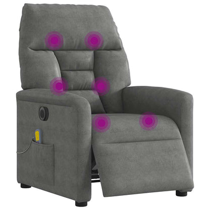 Poltrona Reclinante Massaggi Elettrica Grigio Scuro Microfibra