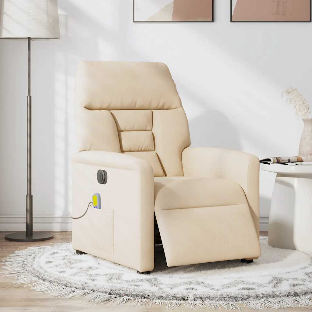 Poltrona Reclinabile Massaggiante Elettrica Beige Microfibra