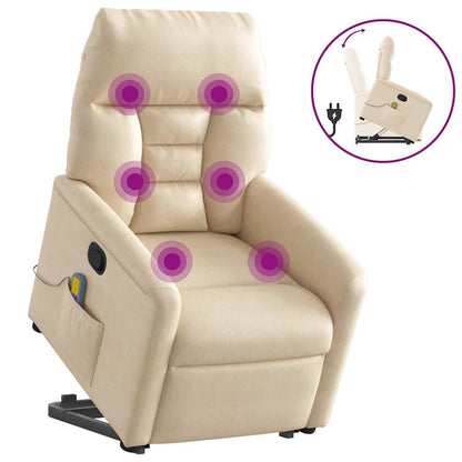 Poltrona Alzapersona Reclinante Massaggiante Beige Microfibra