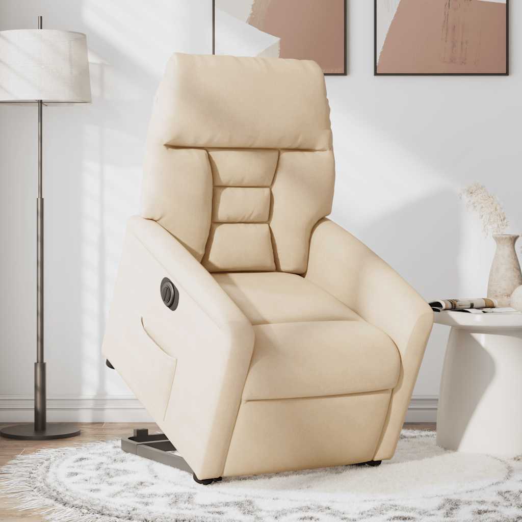 Poltrona Alzapersona Reclinabile Elettrica Beige in Microfibra