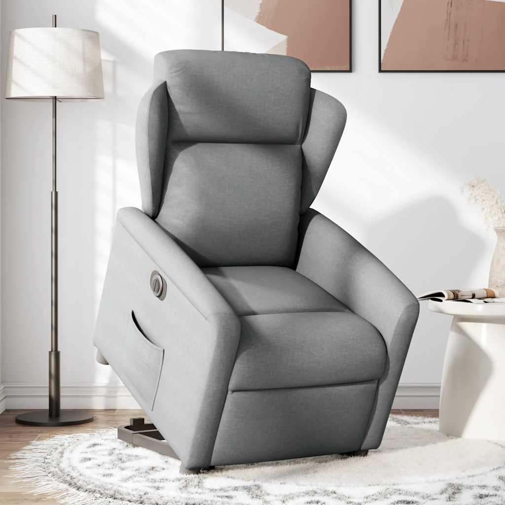 Poltrona Reclinante Alzapersona Elettrica Grigio Chiaro Tessuto