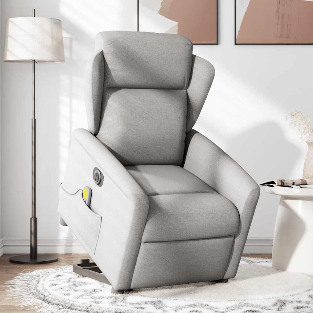 Poltrona Alzapersona Massaggi Elettrica Grigio Nuvola Tessuto