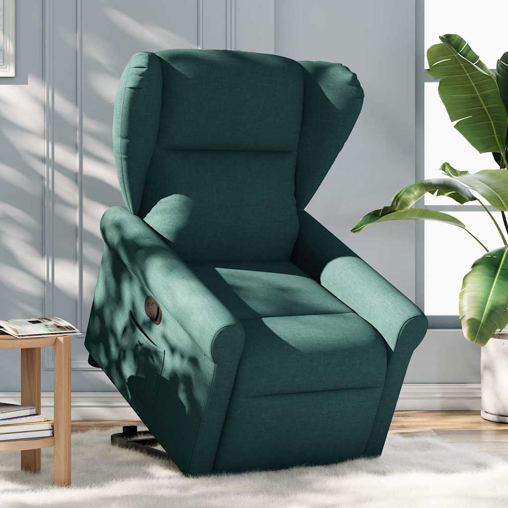 Poltrona Alzapersona Reclinabile Verde Scuro in Tessuto