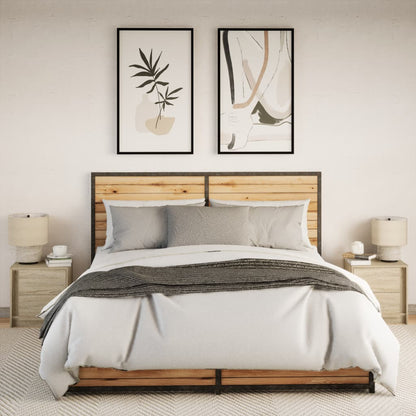 Comodini con Luci LED 2pz Rovere Sonoma in Legno Multistrato