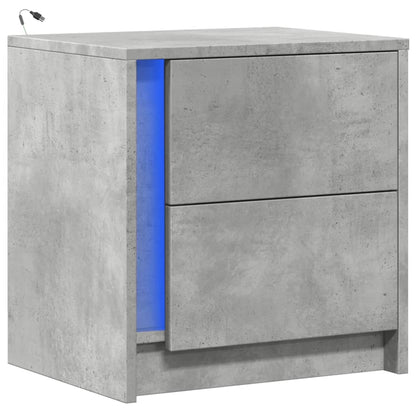 Comodino con Luci LED Grigio Cemento in Legno Multistrato